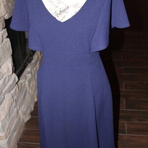 Liz Claiborne Fluttered Sleeve Navy A-Line Dress